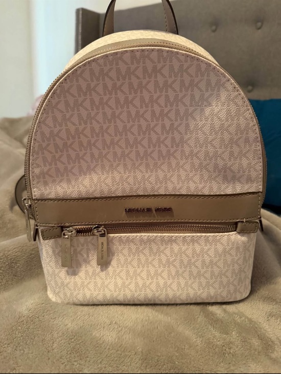 Michael Kors Handbags - Michael Kors Taupe Logo Mini Backpack